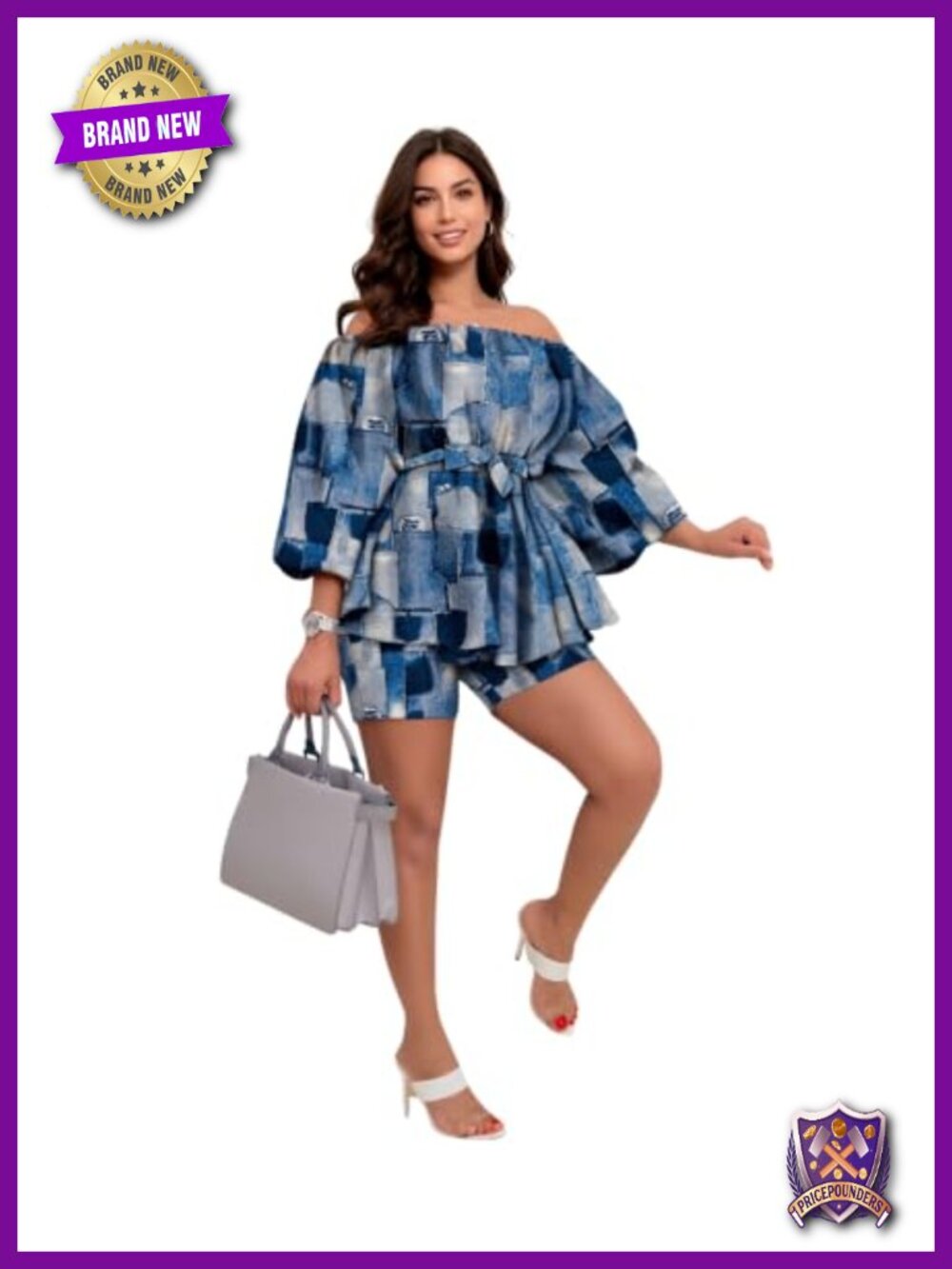 PORRCEY Women's Sexy 2 Piece Outfit Floral Print Jumpsuit Casual Romper